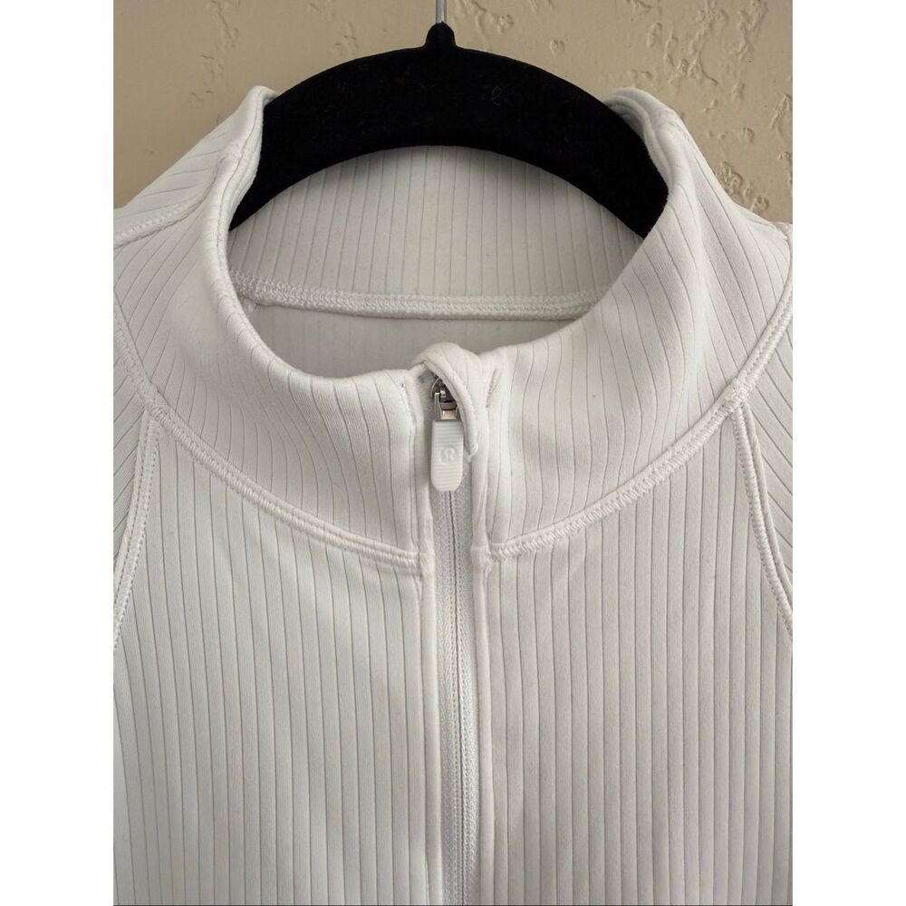 Lululemon Its Rulu Run Ribbed Cropped Half Zip in White - Picture 6 of 7